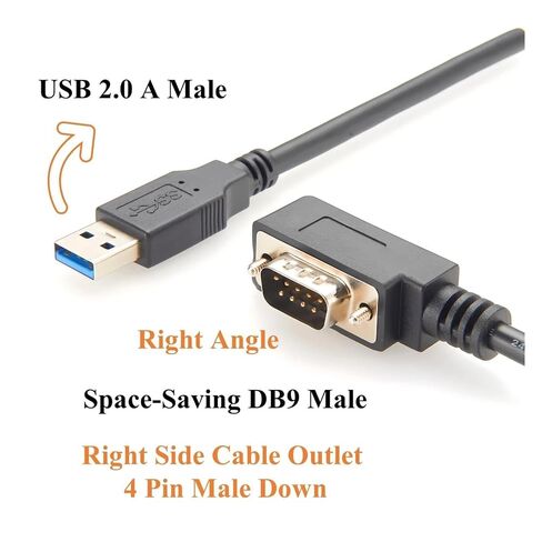 90 Degree Low Profile USB 2.0 to DB9 Male Serial Converter Cord with F&T>D*I FT232RNL Chip Space-Saving to RS232 to COM Port in Saudi Arabia