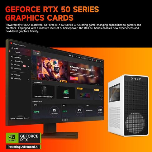 HP OMEN 16L TG03 RTX 5060 Gaming Desktop, Intel Core i7-14700F, NVIDIA RTX 5060, 64GB DDR5 RAM, 2TB SSD, RGB Light Studio & Gaming Hub, W11H,White, Bundle with Thunderobot KG3089R Gaming Keyboard in Saudi Arabia