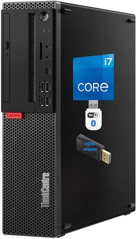 Lenovo ThinkCentre M920S Desktop Computer - Intel I7-8700, 32GB Ram, 1TB SSD, Nvidia Geforce GT 730 2GB, Wi-Fi, Bluetooth, DVI, HDMI, DVD-RW, USB Type-C - Windows 11 Pro (Renewed) in Saudi Arabia