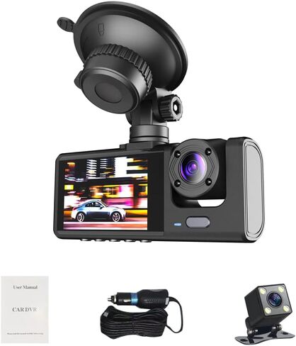 Shkalacar Dash Cam Front & Inside & Rear Camera, 1080P DVR Car Dashboard Camera with Night Vision 2 Inch Screen Dashcam Support Night-Vision Loop Recording One-Key Lock in Saudi Arabia