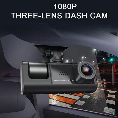 Shkalacar Dash Cam Front & Inside & Rear Camera, 1080P DVR Car Dashboard Camera with Night Vision 2 Inch Screen Dashcam Support Night-Vision Loop Recording One-Key Lock in Saudi Arabia