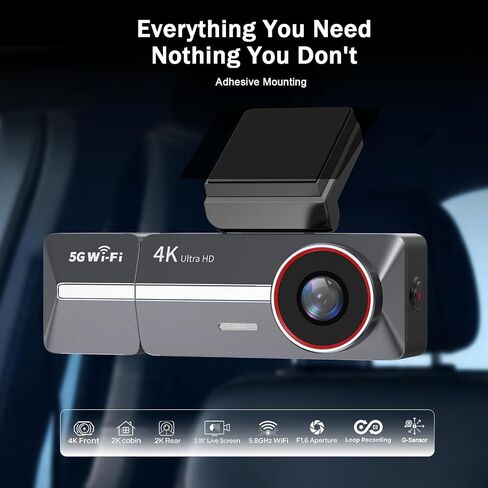 3-Channel Dash Cam Front and Cabin and Rear, 4K+2K+2K, Free 64GB Card in Saudi Arabia