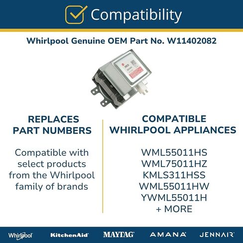 Whirlpool W11402082 Genuine OEM Microwave Magnetron Replacement Part in Saudi Arabia