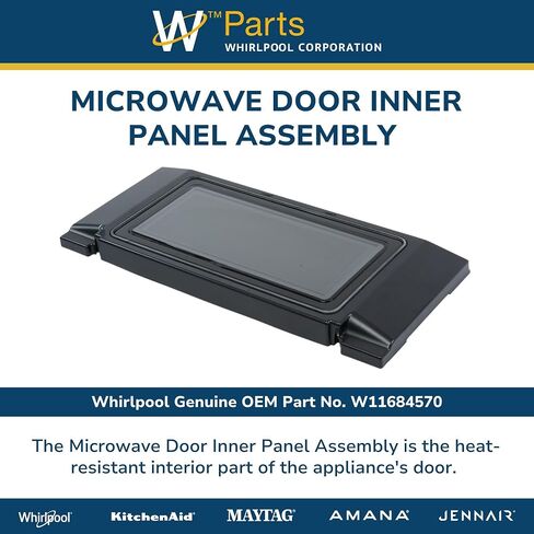 Whirlpool W11684570 Genuine OEM Microwave Door Inner Panel Assembly Replacement Part - Replaces W11639555, W11600214, W11328745, and W10687342 in Saudi Arabia