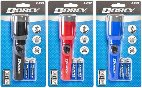 Dorcy 25-Lumen 2AA LED Deluxe Flashlight with 10-Hour Run Time and 50-Meter Beam Distance, Assorted Colors (41-2461) in Saudi Arabia