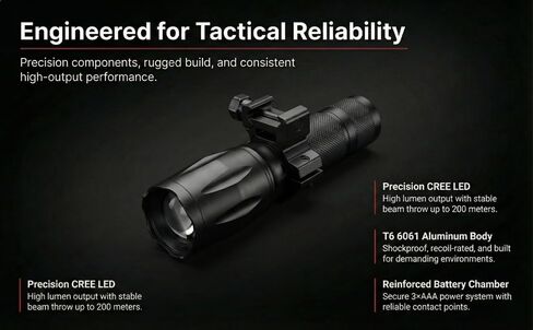 Trinity 1000 Lumen Flashlight with Barrel Rail Mount Compatible with Maverick 88 Pump – Aluminum Weapon Light for Hunting Night Shooting in Saudi Arabia