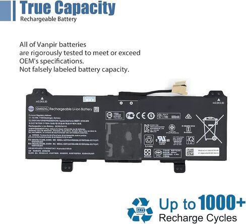 بطارية GM02XL 917679-541 917725-855 لجهاز HP Chromebook 14 G5 G6 Chromebook X360 11 G1 G2 G3 Chromebook 11A G6 G7 G8 EE بطارية الكمبيوتر المحمول 917679-271 HSTNN-DB7X HSTNN-UB7M 7.7V 47.3Wh 6150mAh in Kuwait