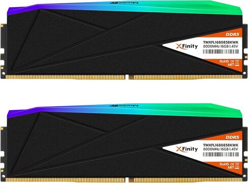 V-Color Manta XFinity RGB DDR5 32GB (16GBx2) 8000MHz CL38 1.45V RGB Gaming Desktop Upgrade RAM (Intel XMP 3.0 & AMD Expo CompatibleU-DIMM Memory Module SK Hynix IC - Black (TMXFL1680838KWK) in Saudi Arabia