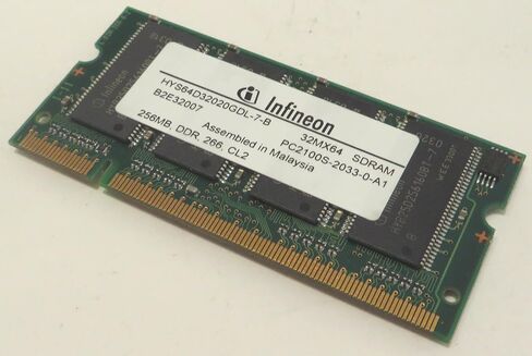 LAPTOP MEMORY, HYS64D32020GDL-7-B 32MX64 SDRAM PC2100S-2033-0-A1, 256MB, DDR, 133MHz, CL2, MALAYSIA in Saudi Arabia