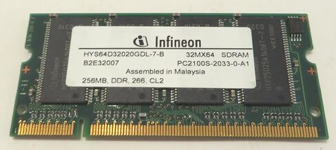 LAPTOP MEMORY, HYS64D32020GDL-7-B 32MX64 SDRAM PC2100S-2033-0-A1, 256MB, DDR, 133MHz, CL2, MALAYSIA in Saudi Arabia