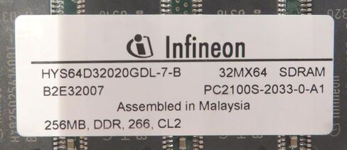 LAPTOP MEMORY, HYS64D32020GDL-7-B 32MX64 SDRAM PC2100S-2033-0-A1, 256MB, DDR, 133MHz, CL2, MALAYSIA in Saudi Arabia