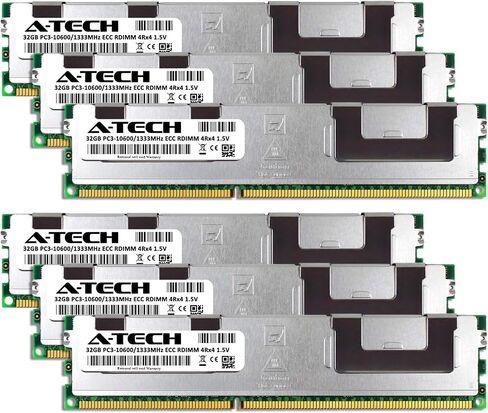 A-Tech 192GB Kit (6x32GB) RAM for Dell PowerEdge R320, R510, R710, T710 | DDR3 1333MHz PC3-10600 ECC RDIMM 4Rx4 1.5V Registered Server Memory Upgrade in Saudi Arabia