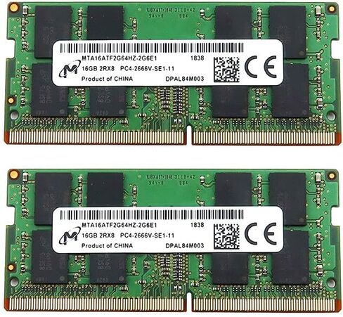 Micron MTA16ATF2G64HZ 32GB (2x16GB) 2Rx8 DDR4 SO-DIMM PC4-21300 2666MHz 260-Pin Non-ECC CL17 1.2V Laptop Memory Module 2-Piece Kit MTA16ATF2G64HZ-2G6E1 for Other Laptop Systems in Saudi Arabia