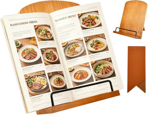 Cookbook Stand for Kitchen Counter, Adjustable Recipe Book Holder, Wood Stand Easily Keeps Cook or Recipe Books Open for Convenient Cooking, Fits Your Tablet and Kitchen Decor in Saudi Arabia