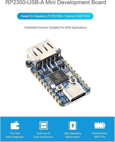 waveshare RP2350A USB Mini Development Board Based on RP2350A Dual-core & Dual-Architecture Microcontroller,Onboard USB Ports in Saudi Arabia