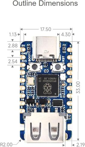 waveshare RP2350A USB Mini Development Board Based on RP2350A Dual-core & Dual-Architecture Microcontroller,Onboard USB Ports in Saudi Arabia