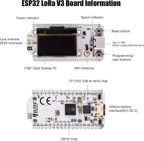 LoRa V3 Board with 3000mAh Battery Set for Meshtastic LoRa V3 Devices with 915MHz Antenna and SX1262 Chip, Compatible with Arduino LoRawan IOT Meshtastic in Kuwait