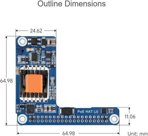 Power Over Ethernet PoE/PoE+ HAT for Raspberry Pi 5 / CM 5, IEEE 802.3af/at Network Standard, 5V 5A Output, Isolated SMPS, Compatible with Raspberry Pi 5 Official Case and Active Cooler in Saudi Arabia