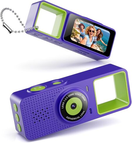 Mini Keychain Camera 1080P HD Pocket Video Recorder, 1.47" Flip Screen Wearable Small Cam with Metal Lanyard, 21 Filters, Type-C, Webcam for Travel Meeting Vlog(Purple) in Saudi Arabia