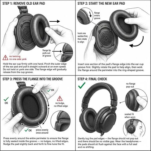 Earpads for Audio-Technica ATH-M50X/M40X/M30X/M20X/MSR7 Headsets in Saudi Arabia
