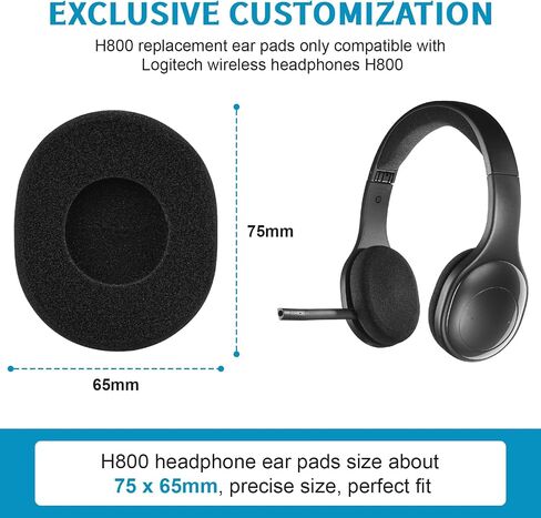 H800 Ear Pads Compatible with Logitech H800 Wireless Headphones, Ear Pads Cushions with High-Density Foam, Black in Saudi Arabia