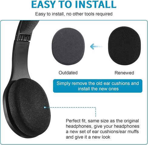 H800 Ear Pads Compatible with Logitech H800 Wireless Headphones, Ear Pads Cushions with High-Density Foam, Black in Saudi Arabia