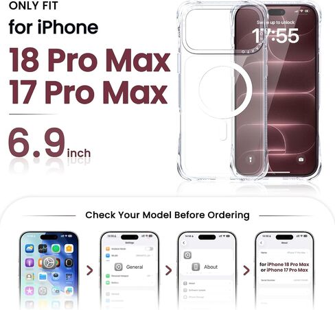 ORNARTO for iPhone 18 Pro Max Case, for iPhone 17 Pro Max Case,Clear in Saudi Arabia