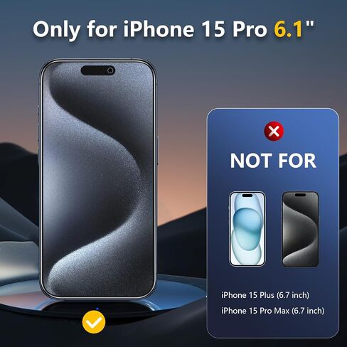 [2 Pack] for iPhone 15 Pro Matte Glass Screen Protector, Anti-Glare, Anti-Fingerprint, Install Frame, Anti Scratch, Bubble Free in Saudi Arabia