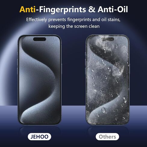 [2 Pack] for iPhone 15 Pro Matte Glass Screen Protector, Anti-Glare, Anti-Fingerprint, Install Frame, Anti Scratch, Bubble Free in Saudi Arabia