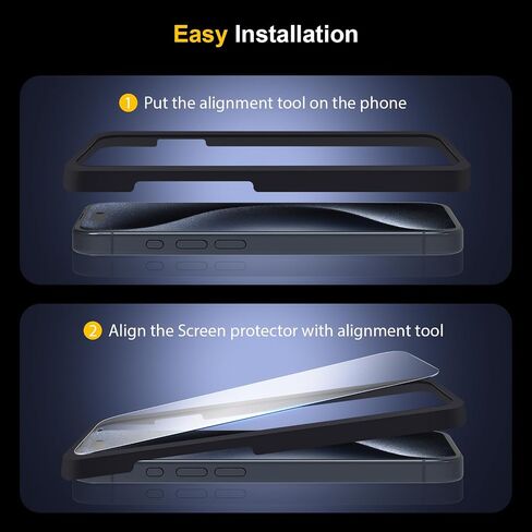 [2 Pack] for iPhone 15 Pro Matte Glass Screen Protector, Anti-Glare, Anti-Fingerprint, Install Frame, Anti Scratch, Bubble Free in Saudi Arabia