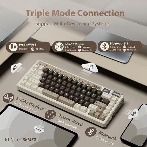 RK ROYAL KLUDGE M70 Wireless Mechanical Keyboard with Display/Macro Keys in Saudi Arabia