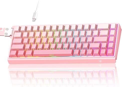 Mechanical Gaming Keyboard, 60% Layout Wired, Hot Swappable Magnetic Switch, Rapid Trigger, Side-Engraved Keycaps Keyboard for Laptop PC Gamer, High Precision, Pink in Saudi Arabia