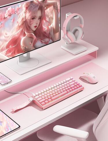 Mechanical Gaming Keyboard, 60% Layout Wired, Hot Swappable Magnetic Switch, Rapid Trigger, Side-Engraved Keycaps Keyboard for Laptop PC Gamer, High Precision, Pink in Saudi Arabia