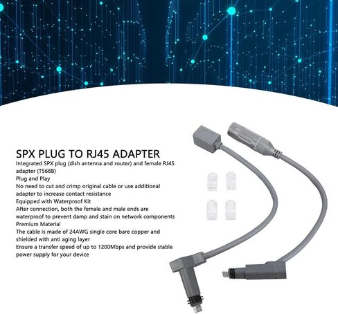 Schimer SPX Plug to RJ45 High Speed 1200Mbps Adapter Cable for Use in Saudi Arabia