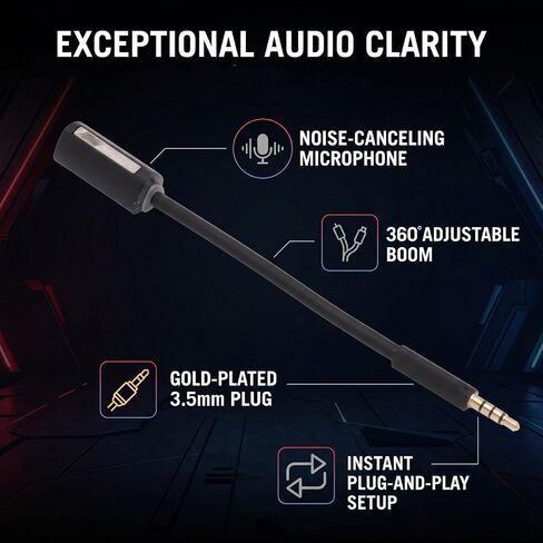 Gaming Headset Microphone Replacement with Clear Sound and Noise Reduction for ROG II Wireless Headset 3.5MM Microphone in Saudi Arabia
