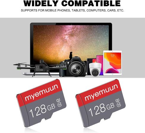 2 Pack 128 GB Micro Memory Card with Adapter, TF Memory Card Class 10, Mini Memory Card for Smartphone/Tablet/Personal Computer (128GB*2-U1) in Saudi Arabia