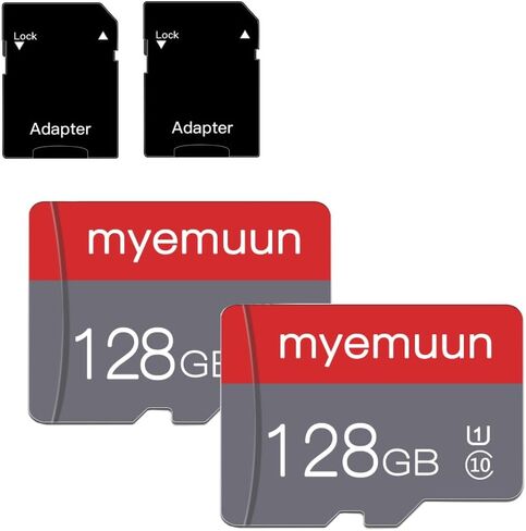 2 Pack 128 GB Micro Memory Card with Adapter, TF Memory Card Class 10, Mini Memory Card for Smartphone/Tablet/Personal Computer (128GB*2-U1) in Saudi Arabia