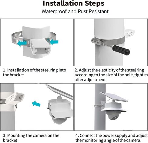 Tonton Security Pole Mount Compatible with Eufy SoloCam S340/E30/E42 & 4G LTE Cam S330 – Adjustable No-Drill Outdoor Camera Mount with 3 Stainless Steel Clamps (10CM / 15CM / 20CM Diameter) in Saudi Arabia