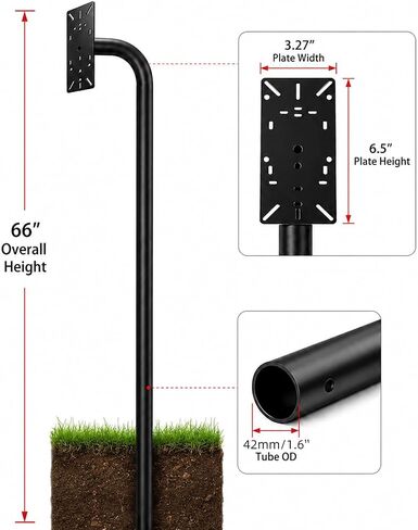 66" Aluminum Keypad Mount Post, Universal Gate Access Control Stand in Saudi Arabia