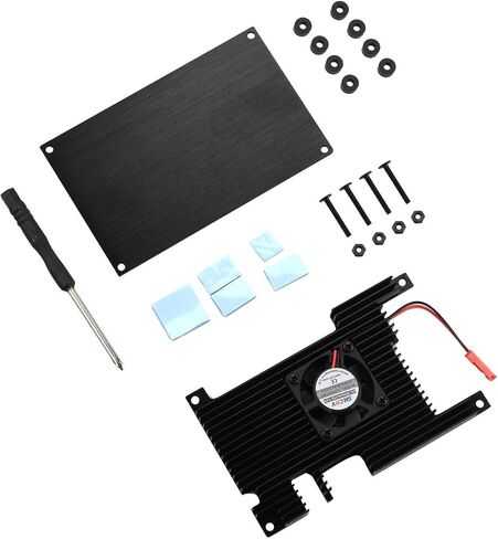 Aluminum Alloy Shell Case with Cooling Fan Heatsink Heat Dissipation Housing Kit Fit for Orange Pi 5B in Saudi Arabia