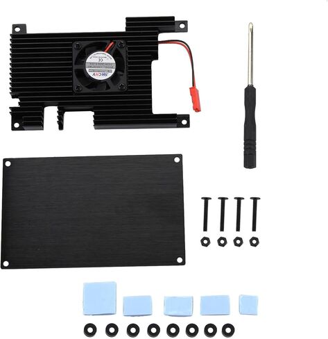 Aluminum Alloy Shell Case with Cooling Fan Heatsink Heat Dissipation Housing Kit Fit for Orange Pi 5B in Saudi Arabia