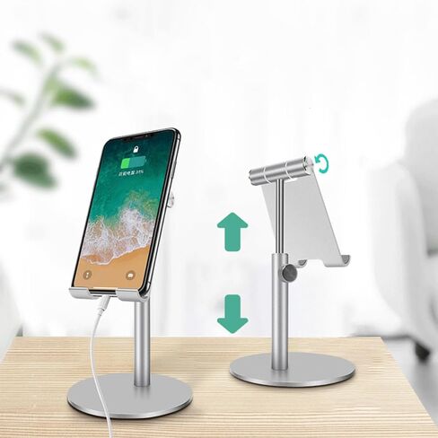 Angoily Telescopic Rotatable Phone Holder Stand for Desk Use Compatible Phones and Tablets for Home Office Study Room Silver in Saudi Arabia