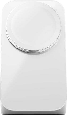 NOMAD Stand One Silver, 25W Qi2 MagSafe Charging Station for iPhone and AirPods, 2-in-1 Wireless Charger Stand with Standby Mode Support, Weighted Metal and Glass Design, USB-C Cable Included in Saudi Arabia