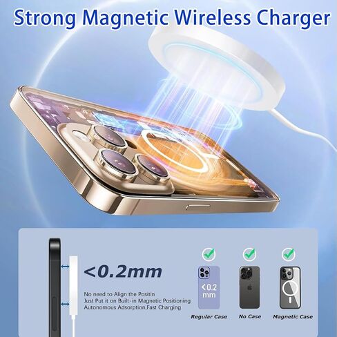 [Apple MFi Certified]Magnetic Wireless Charger for iPhone 17,15W Fast Apple Wireless Magnetic Charging Pad 3FT,MagSafe Charger&USB C Wall Charging Block for iPhone 17e/Air/16/15/14/13,AirPods Pro 3/2 in Saudi Arabia
