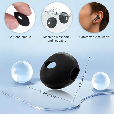 SYNTHORA 4 PCS Silicone Earbud Covers, Ultra-Thin Soft Anti-Slip Earpads, Washable Protective Ear Covers Compatible for iPhone 7/ 6S Earbuds & Most in-Ear Headphones(Black) in Kuwait