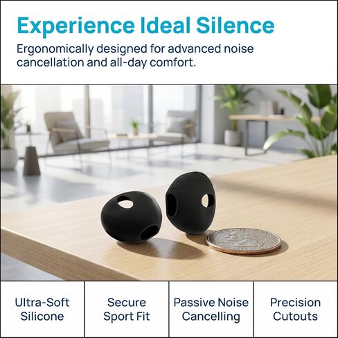 SYNTHORA 4 PCS Silicone Earbud Covers, Ultra-Thin Soft Anti-Slip Earpads, Washable Protective Ear Covers Compatible for iPhone 7/ 6S Earbuds & Most in-Ear Headphones(Black) in Kuwait