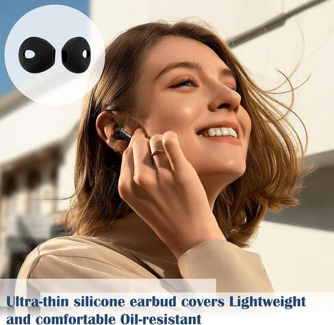 SYNTHORA 4 PCS Silicone Earbud Covers, Ultra-Thin Soft Anti-Slip Earpads, Washable Protective Ear Covers Compatible for iPhone 7/ 6S Earbuds & Most in-Ear Headphones(Black) in Kuwait