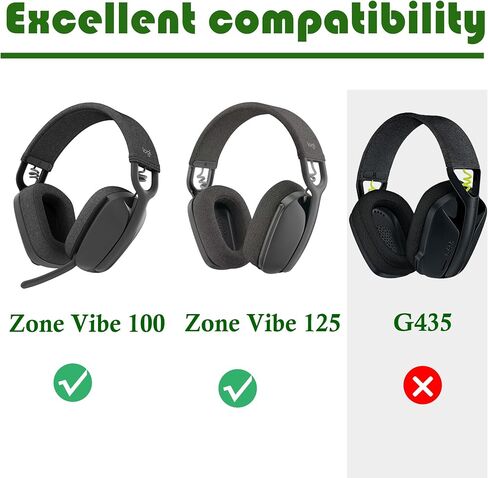Zone Vibe 100 Replacement Earpads Cushion Compatible with Logitech Zone Vibe 100/125 Lightspeed Wireless Headset Ear Pads with Durable Fabric in Saudi Arabia