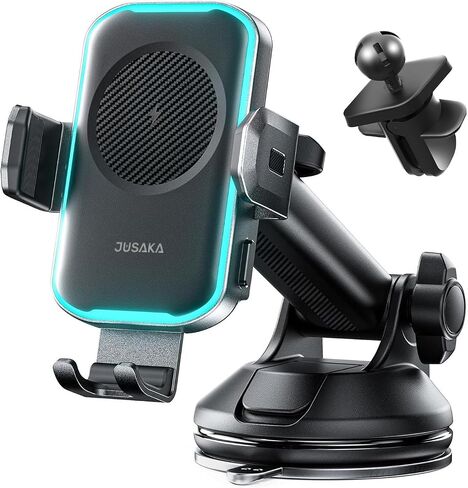 Wireless Car Charger,15W Fast Charging Auto-Clamping Car Phone Mount in Saudi Arabia