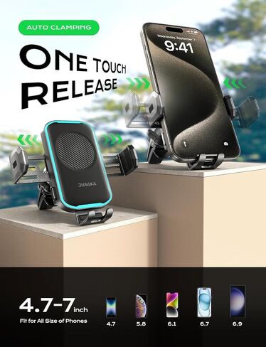 Wireless Car Charger,15W Fast Charging Auto-Clamping Car Phone Mount in Saudi Arabia